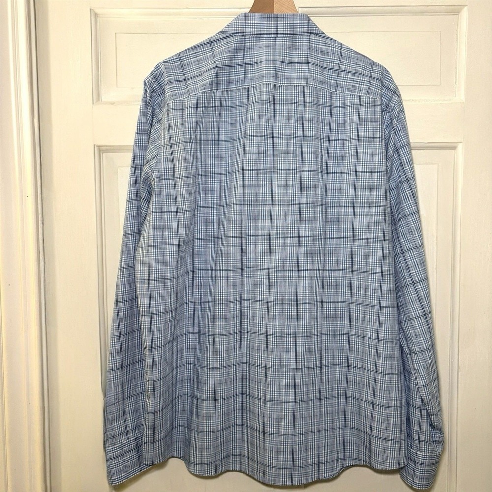 UNTUCKit Durbanville WF Plaid Shirt Men XXL Tall Slim Blue Wrinkle Free Untucked - Picture 4 of 6